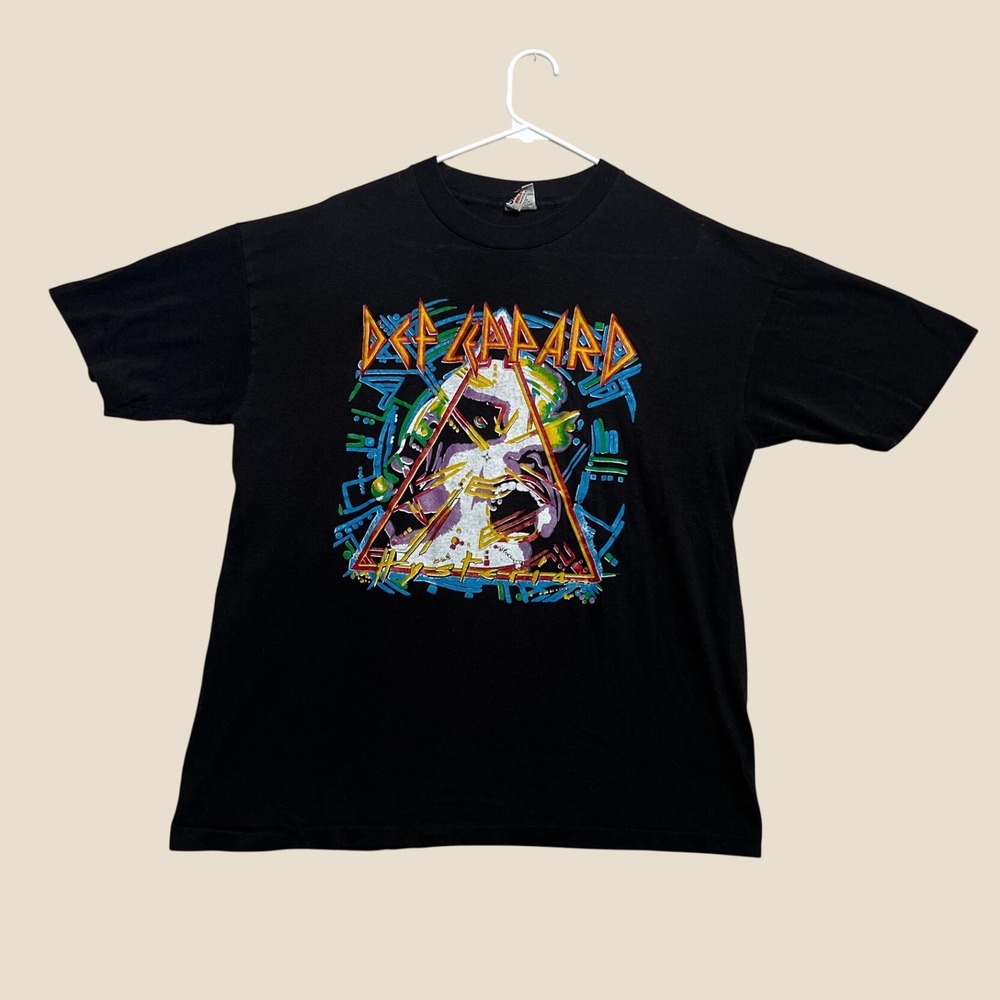 Vintage 1988 Def Leppard Hysteria Shirt XL Signal Tag Single Black Rock Tee